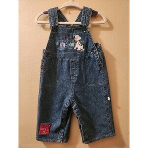 Vintage Disney 101 Dalmations Lucky Embroidered Denim Baby Overalls 6-9 Months
